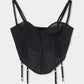lace up garter sheer corset Black【Delivery in February 2026】