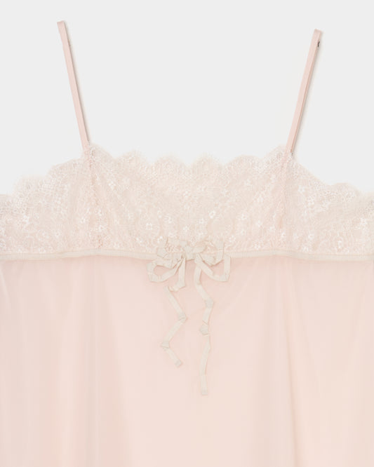 lazy ribbon sheer camisole Shell pink【Delivery in February 2026】