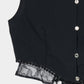 back lace curtain no sleeve blouse Black【Delivery in January 2026】