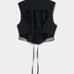 back lace curtain no sleeve blouse Black【Delivery in January 2026】