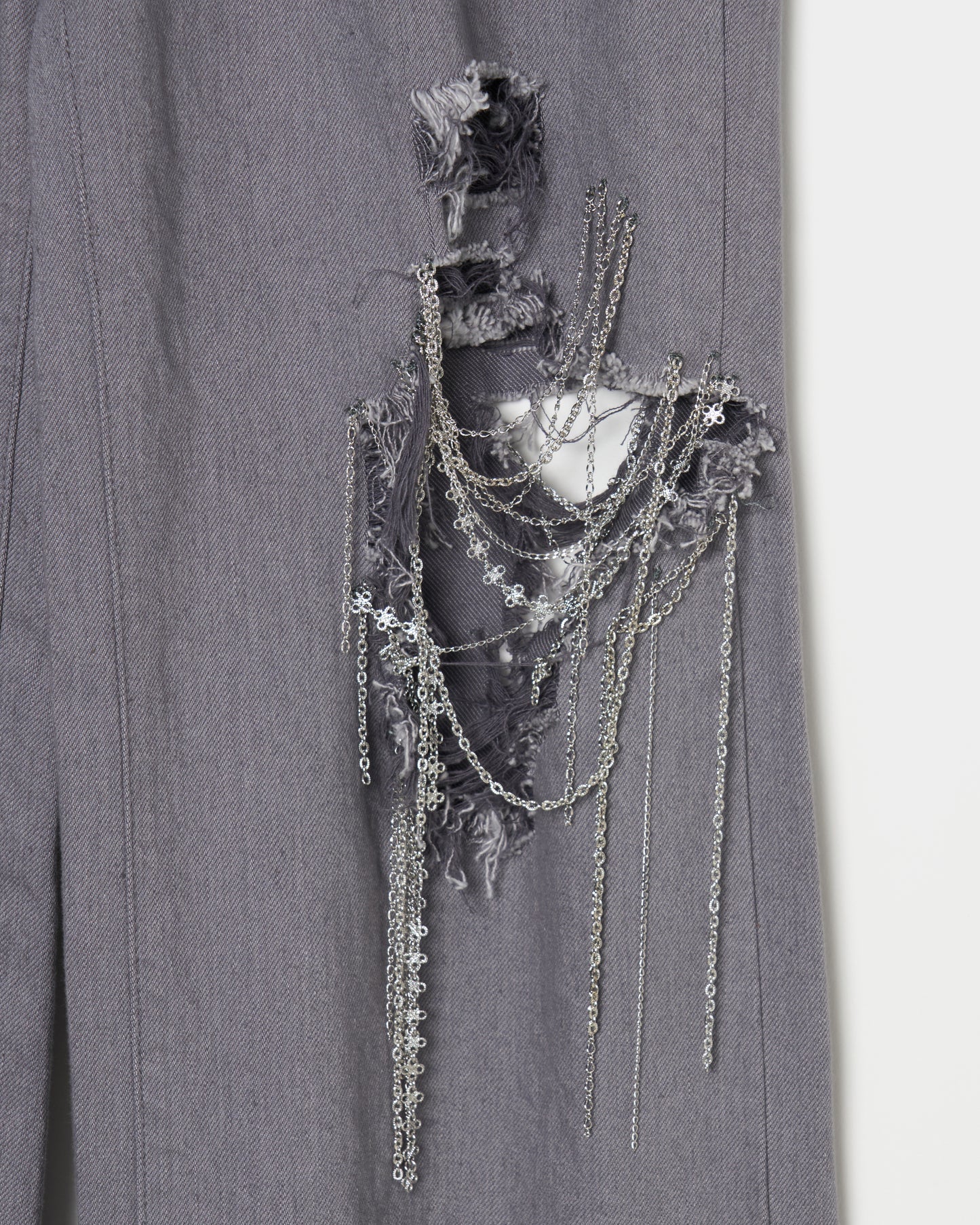 chain damaged denim pants Gray【Delivery in February 2026】