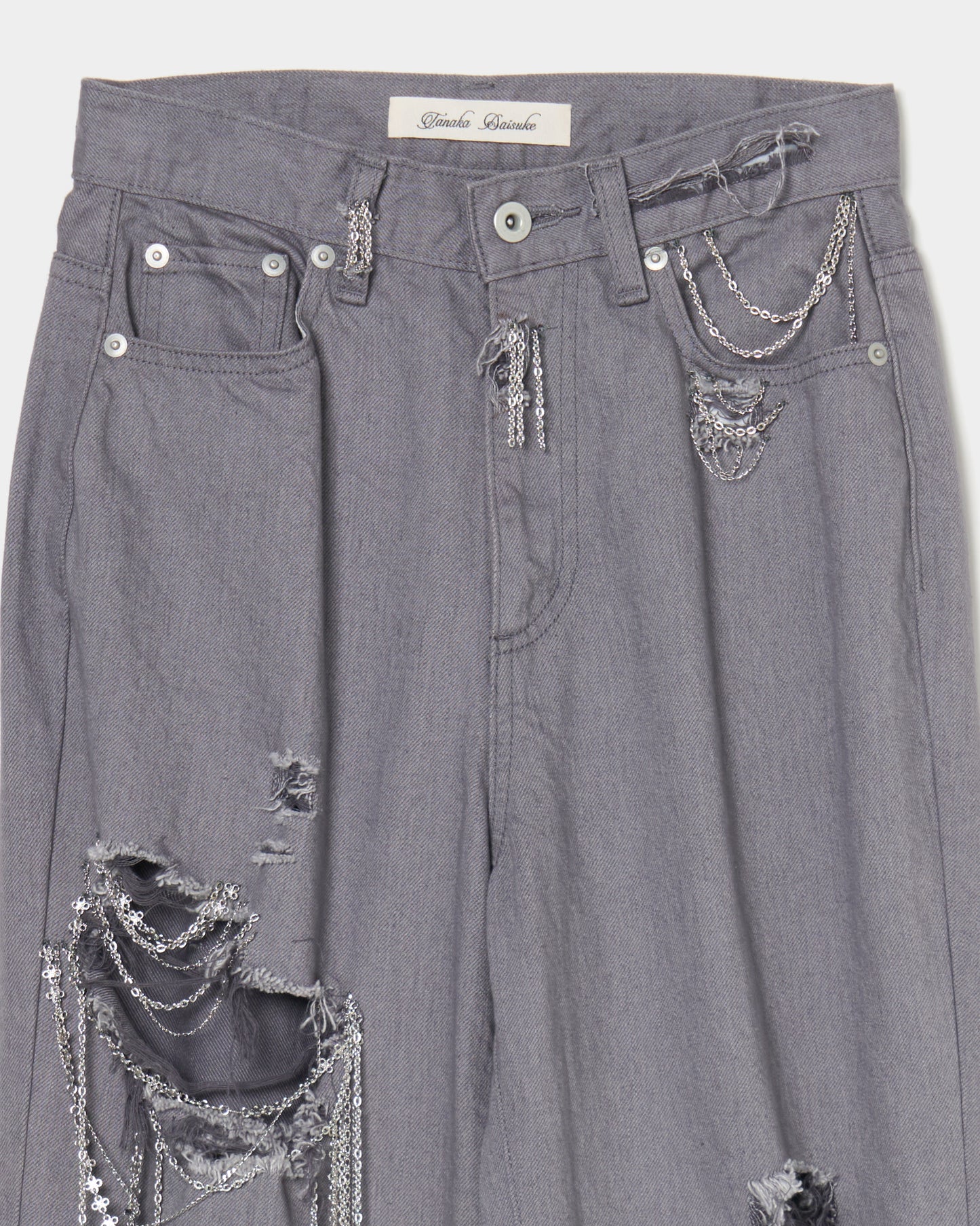 chain damaged denim pants Gray【Delivery in February 2026】
