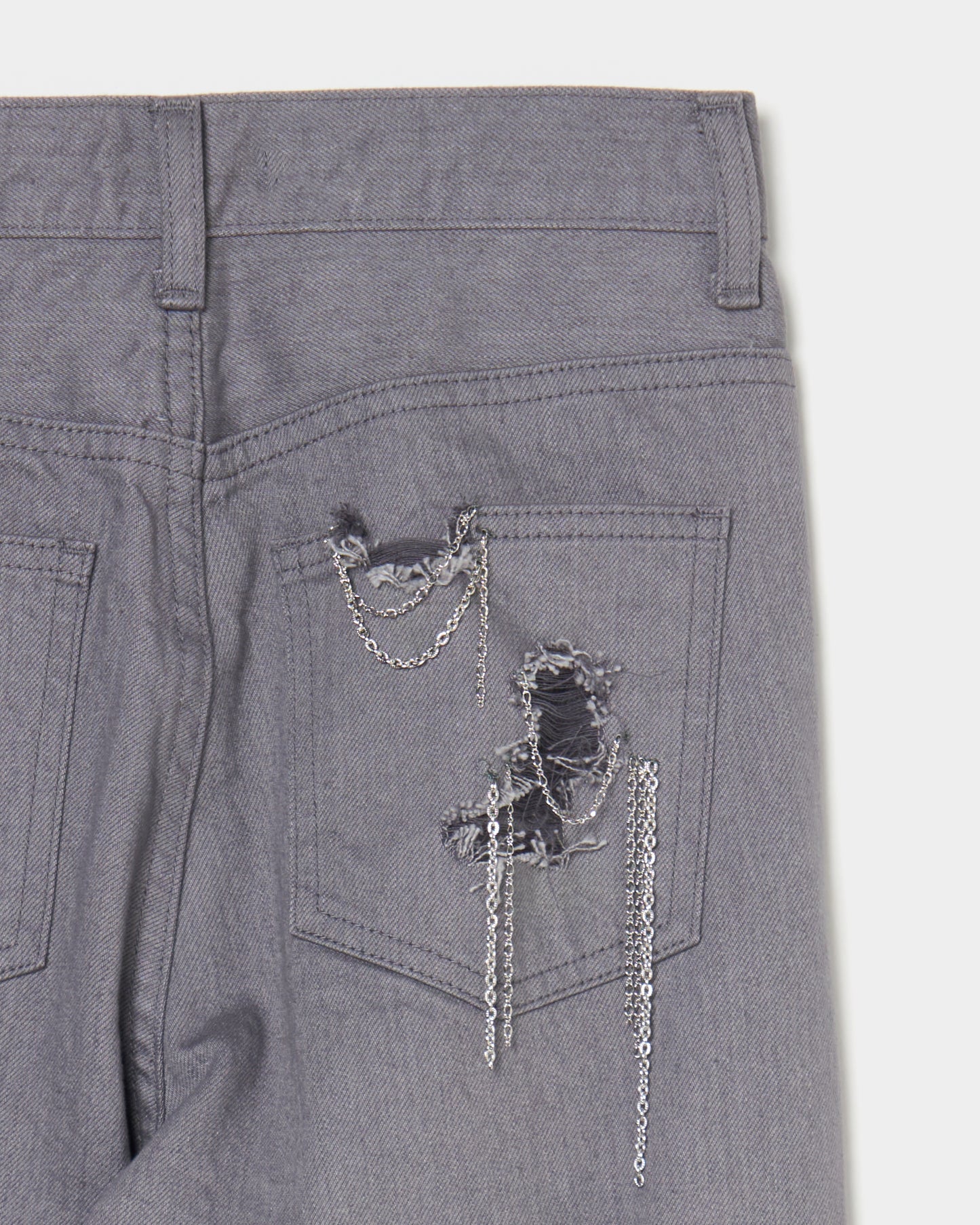 chain damaged denim pants Gray【Delivery in February 2026】