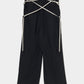 multi way ribbon tape pants Black【Delivery in February 2026】