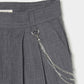 seam frayed dropped chain culottes pants Gray【Delivery in February 2026】