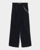 seam frayed dropped chain pants Black【stock】