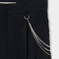 seam frayed dropped chain pants Black【Delivery in February 2026】