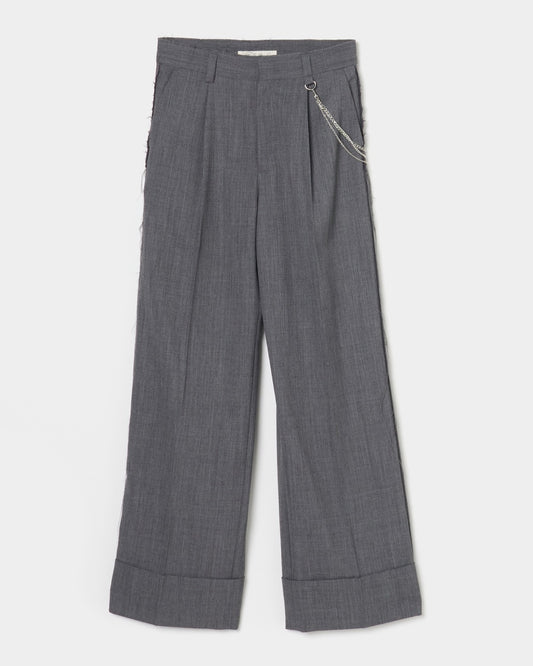 seam frayed dropped chain pants Gray【Delivery in February 2026】