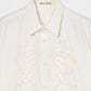 ribbon tulle embroidery shirt Off white【Delivery in January 2026】