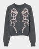 Ribbon tulle pearl embroidery cardigan Heather gray【stock】