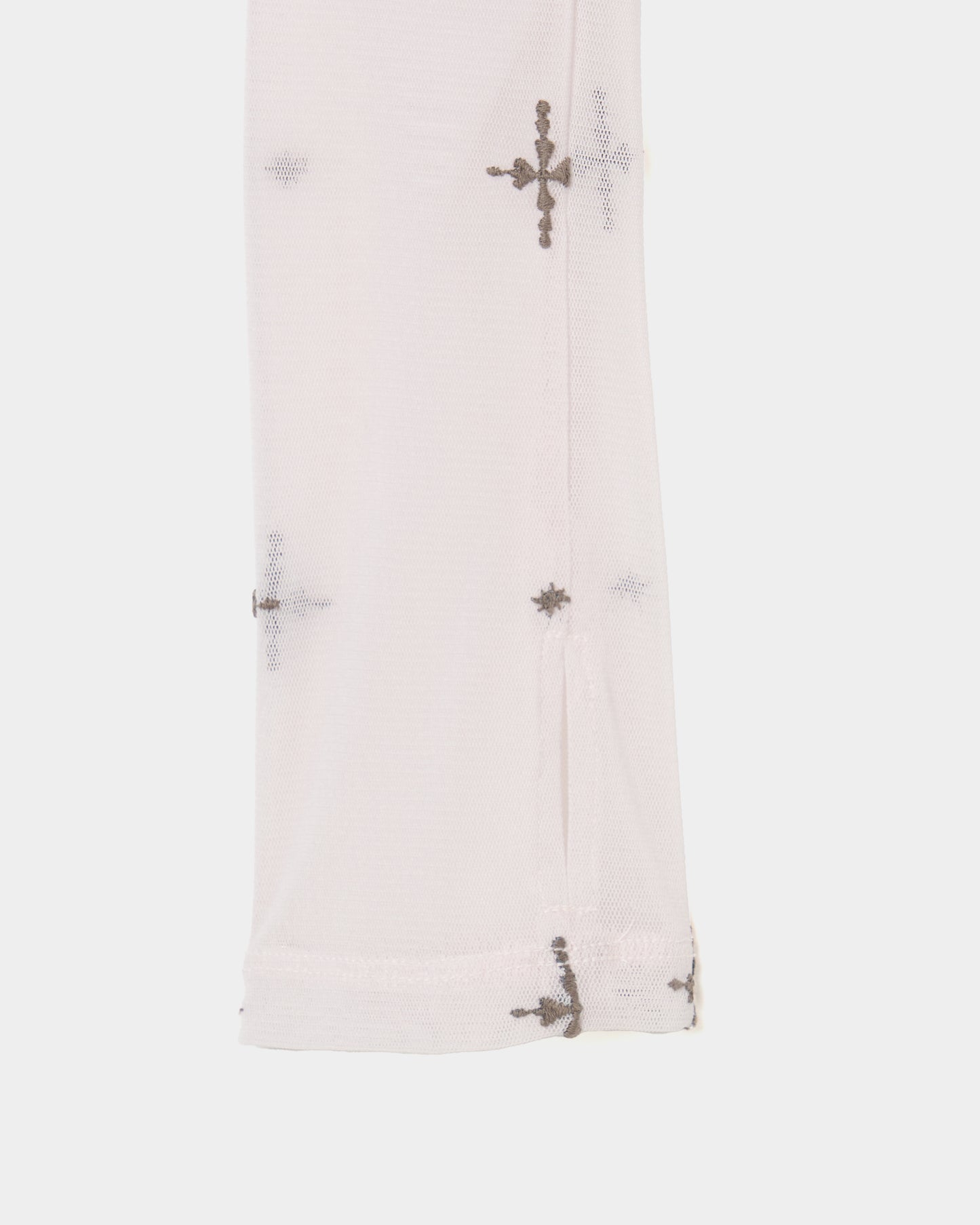 cross embroidery gather sleeve tops Greige【Delivery in February 2026】