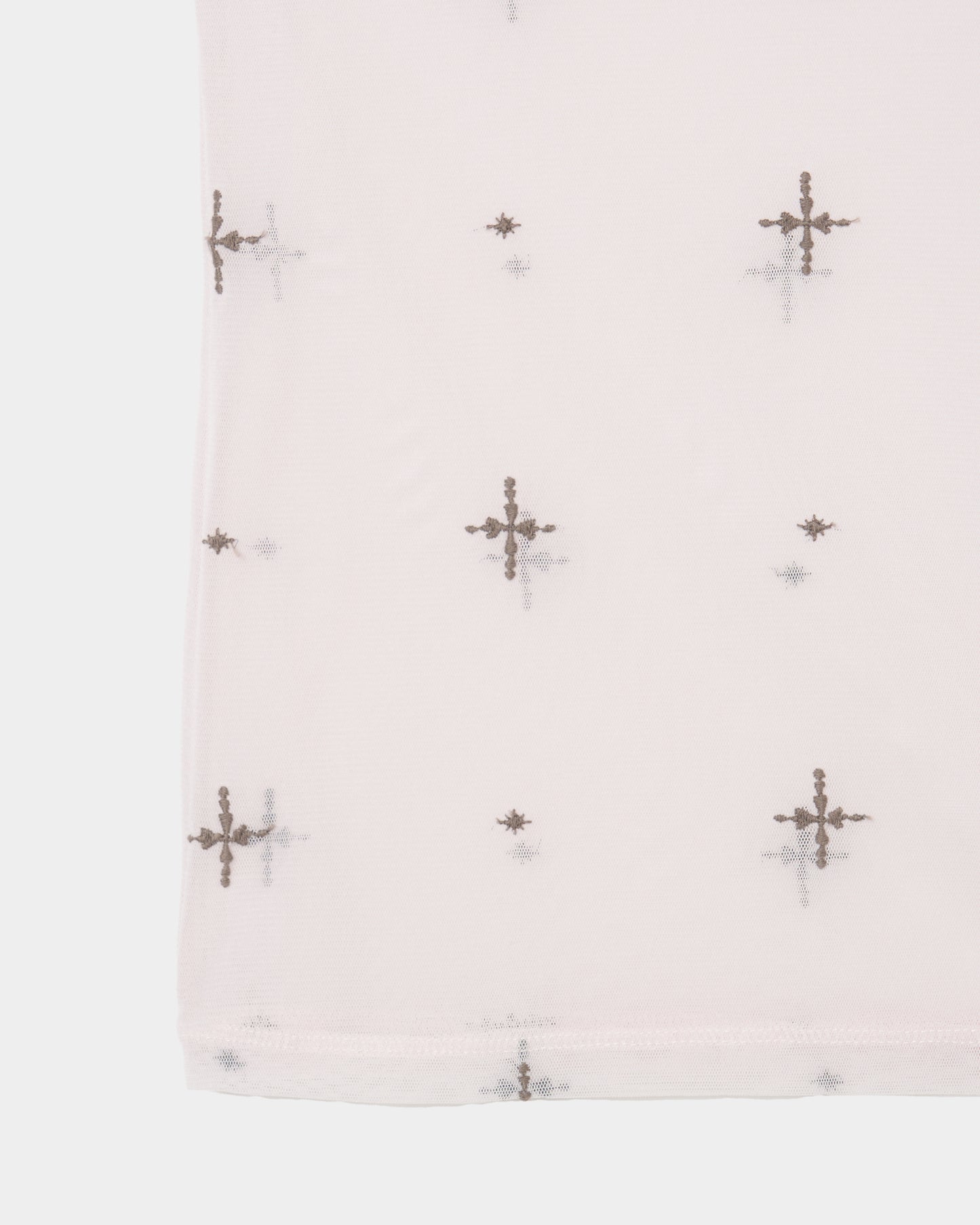 cross embroidery gather sleeve tops Greige【Delivery in February 2026】