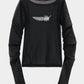 feather beads embroidery gather sleeve tops Black【Delivery in February 2026】