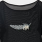 feather beads embroidery gather sleeve tops Black【Delivery in February 2026】