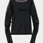 feather beads embroidery gather sleeve tops Black【Delivery in February 2026】