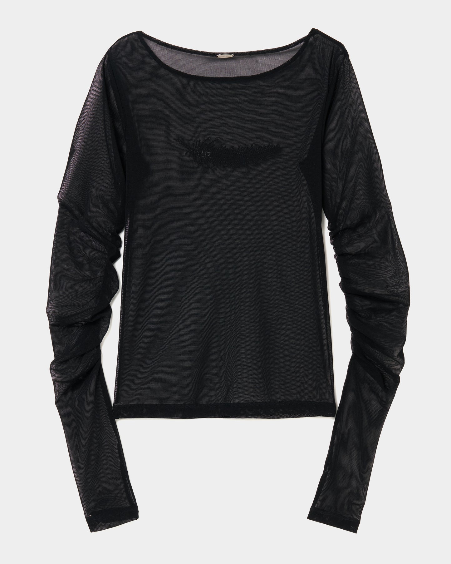 feather beads embroidery gather sleeve tops Black【Delivery in February 2026】