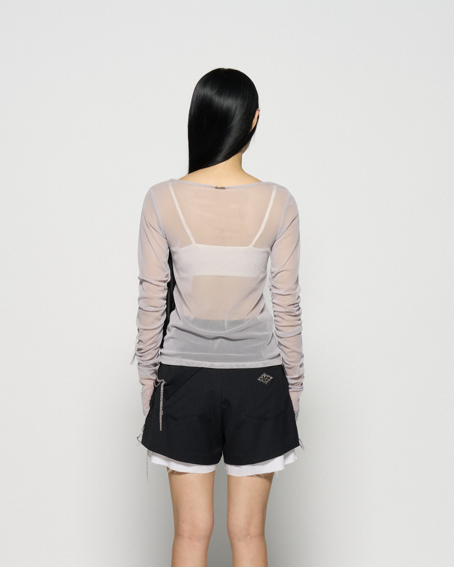 seam frayed dropped chain culottes pants Black【Delivery in February 2026】