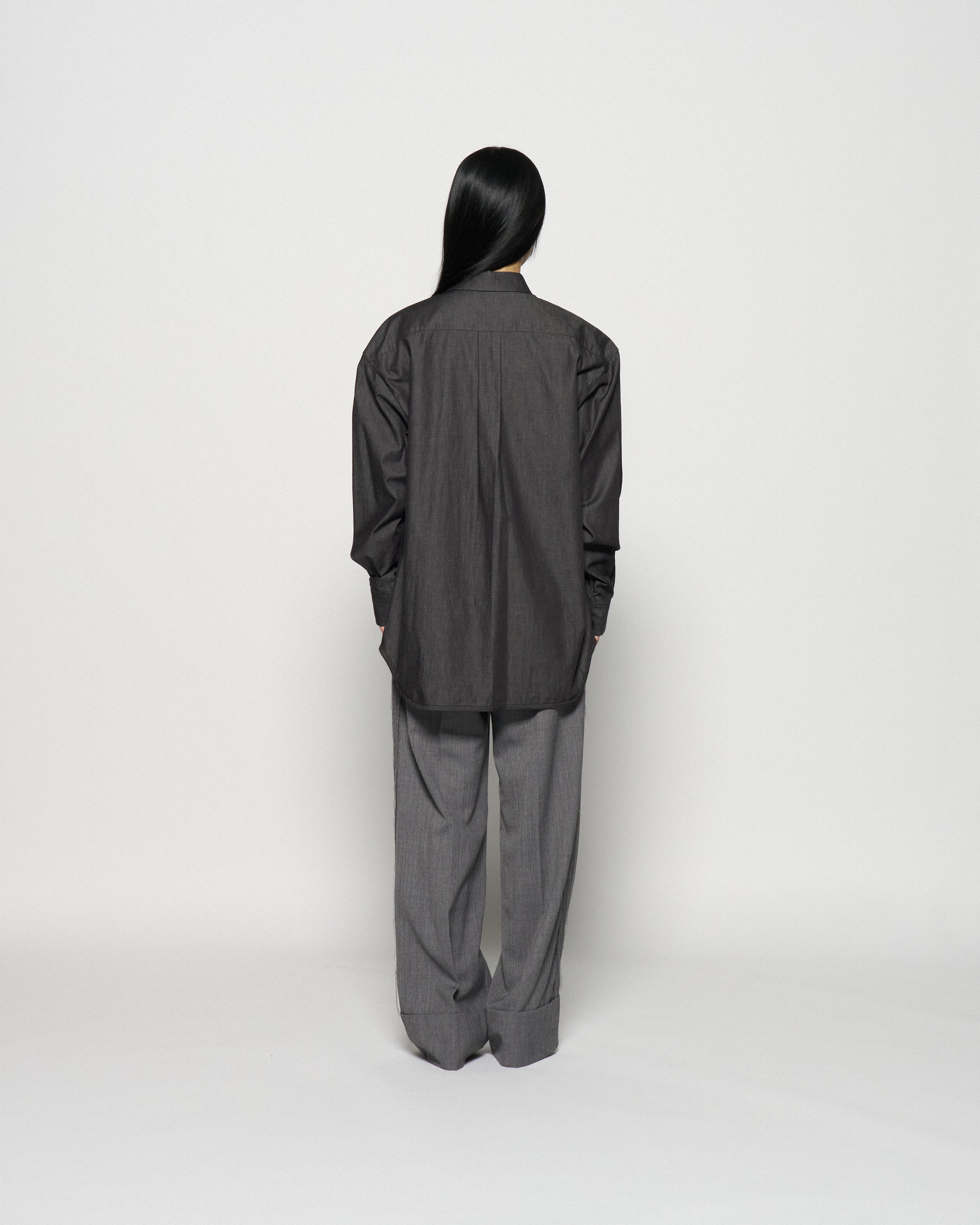 ribbon tulle embroidery shirt Black【stock】 – tanakadaisuke