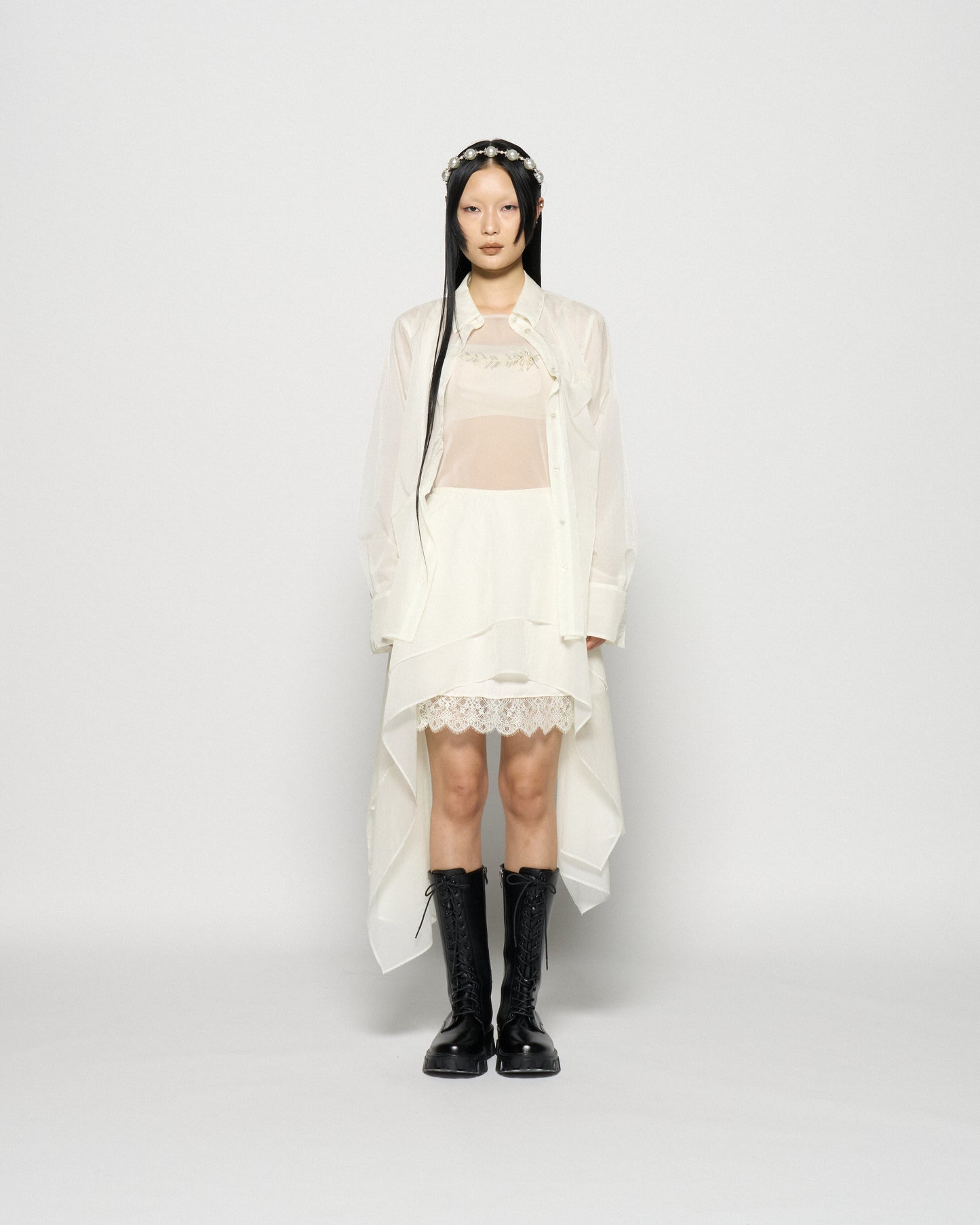 asymmetry hem layered skirt Ivory【Delivery in February 2026】