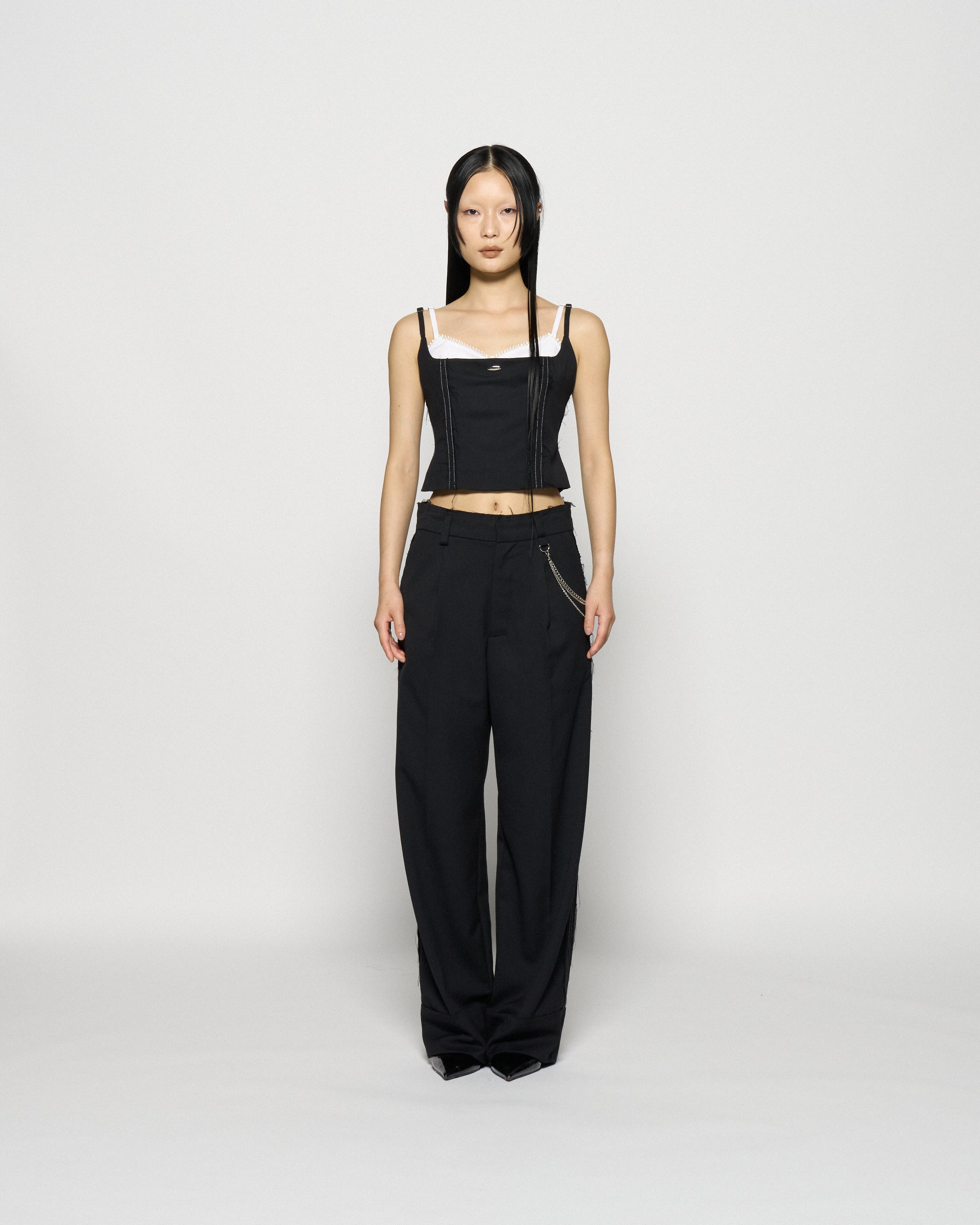 seam frayed bustier tops Black【stock】 – tanakadaisuke