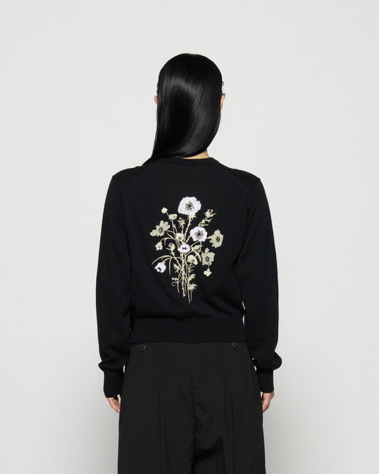 wild bloom beads embroidery cardigan Black【stock】