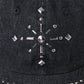 silver metal cross cap Black【stock】