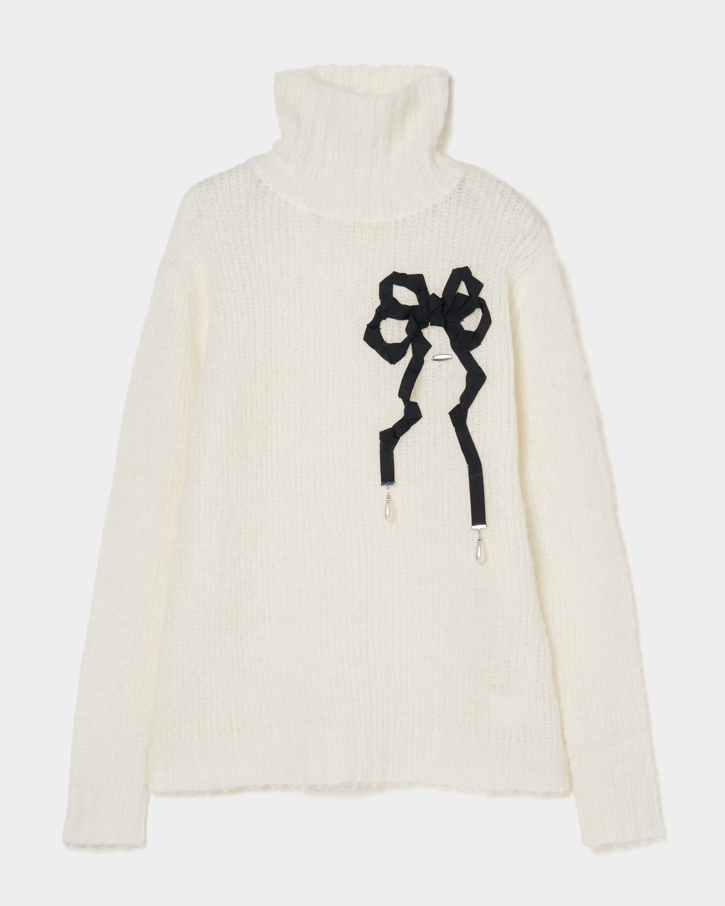 PARCO先行 | lazy ribbon mohair knit  White×Black【Delivery in March 2026】