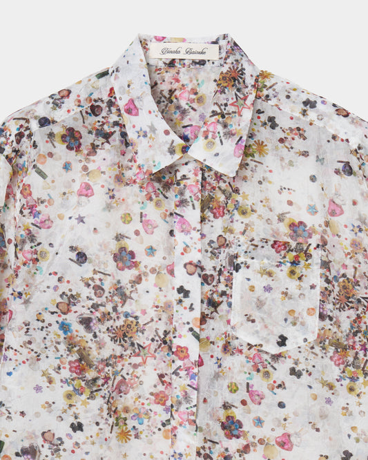 childhood spangle organzy shirt【stock】