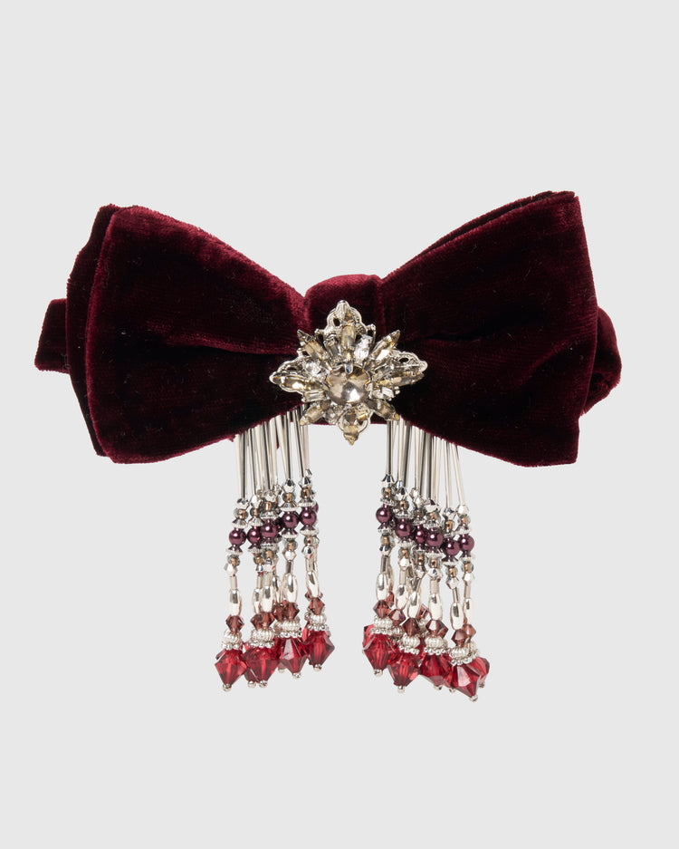 【New item】crystal bijou velvet bowtie red【Delivery in March 2026】