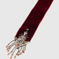 crystal silver tip velvet long ribbon Red【stock】