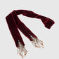 crystal silver tip velvet long ribbon Red【stock】