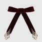 crystal silver tip velvet long ribbon Red【stock】