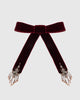 crystal silver tip velvet long ribbon Red【stock】