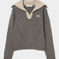 big collar knit pullover Smoky brown【Delivery in August 2026】