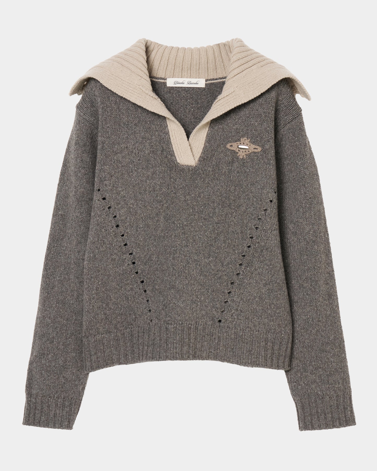 big collar knit pullover Smoky brown【Delivery in August 2026】