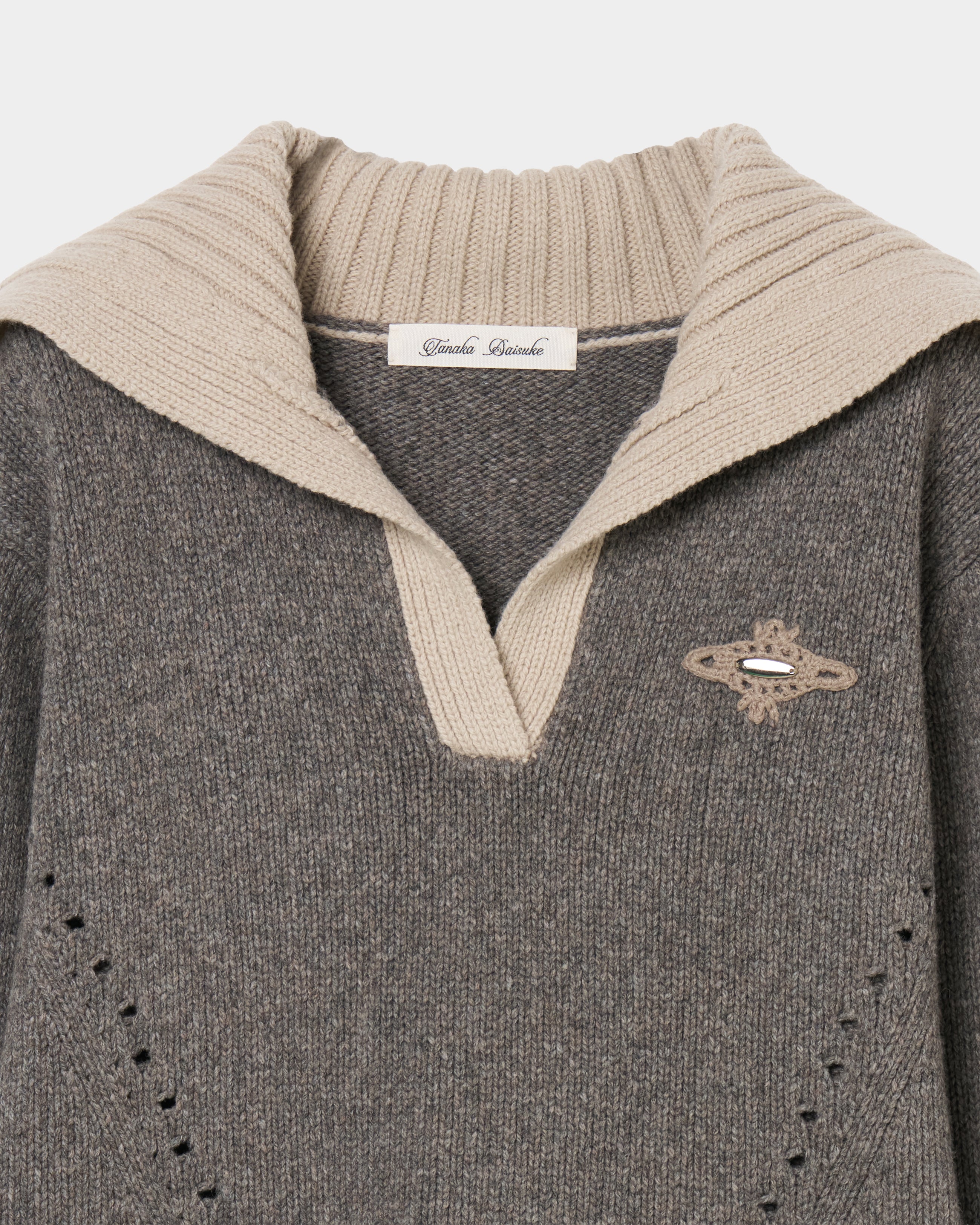 タナカダイスケ|ニット|big collar knit pullover Smoky brown