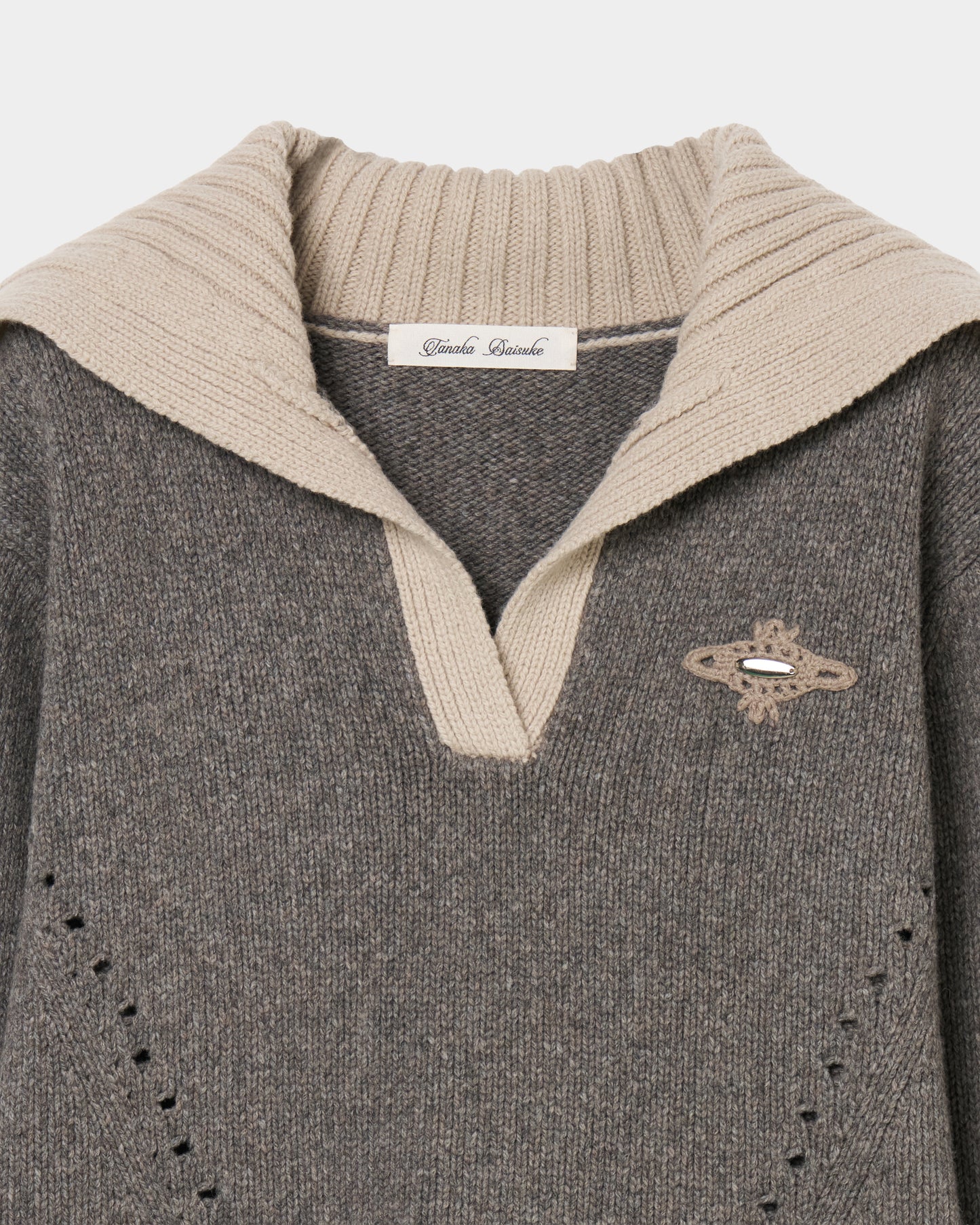 big collar knit pullover Smoky brown【Delivery in August 2026】