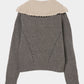 big collar knit pullover Smoky brown【Delivery in August 2026】