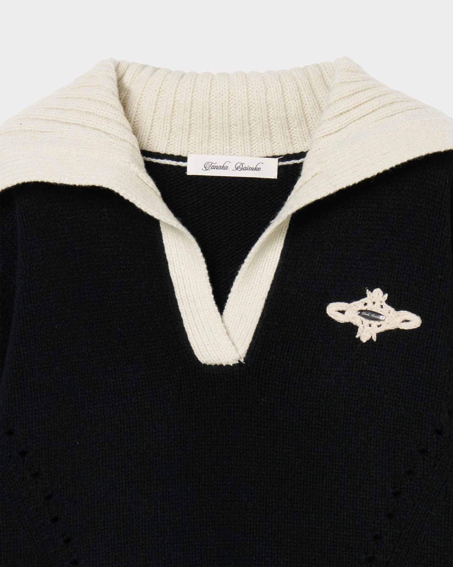 big collar knit pullover Black【Delivery in August 2026】