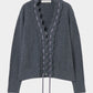 lace crochet knit ribbon cardigan Gray【Delivery in August 2026】