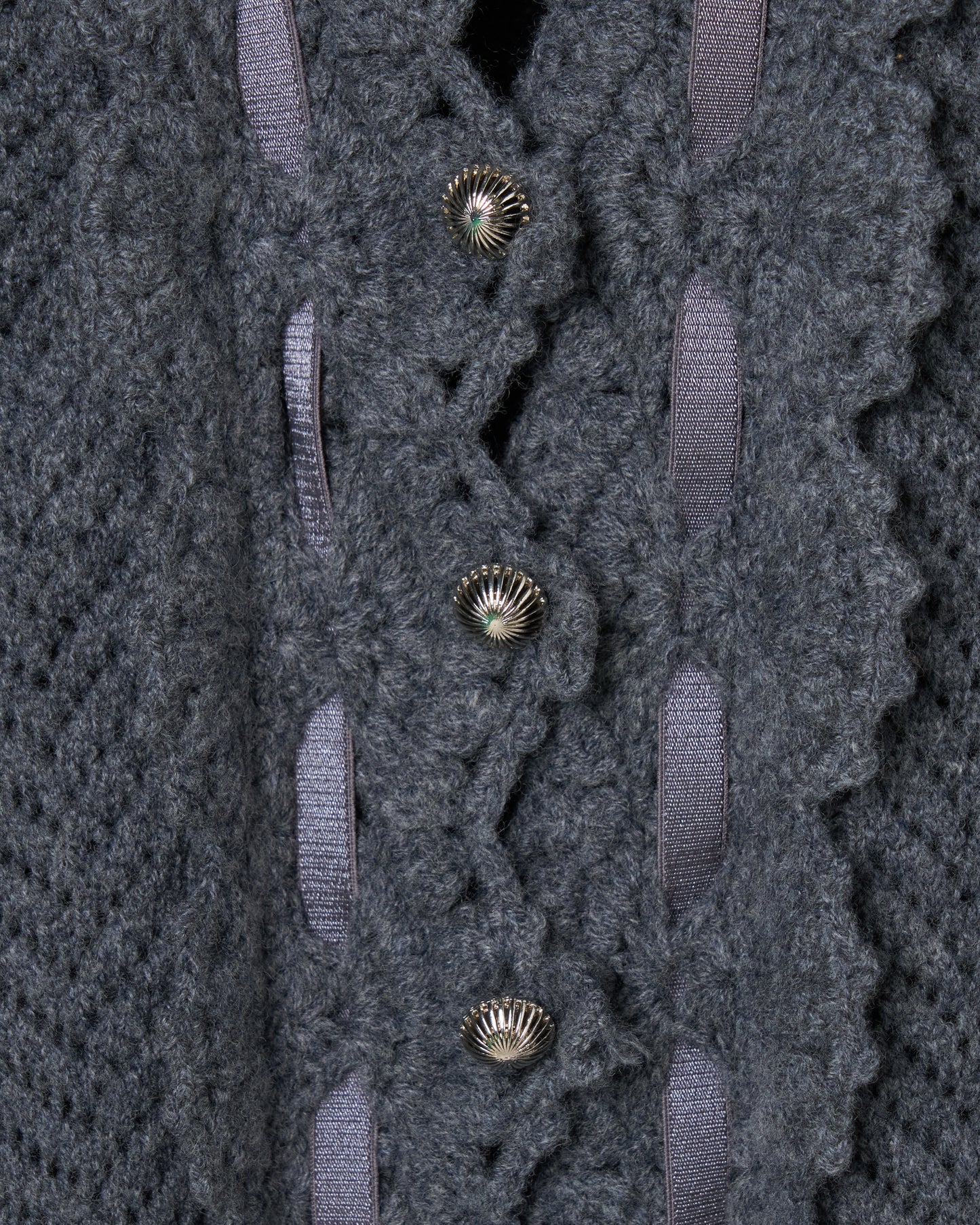 lace crochet knit ribbon cardigan Gray【Delivery in August 2026】