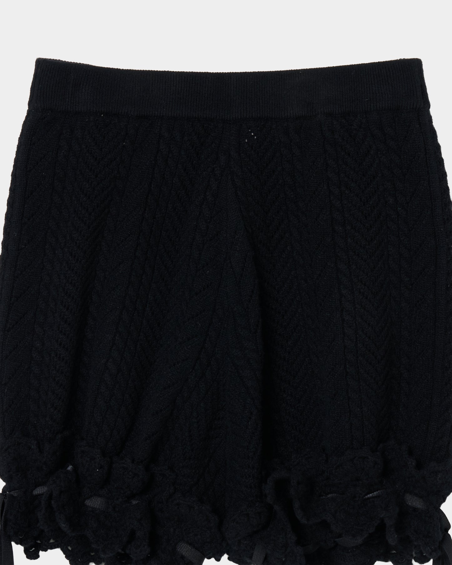 lace crochet knit ribbon short pants Black【Delivery in August 2026】
