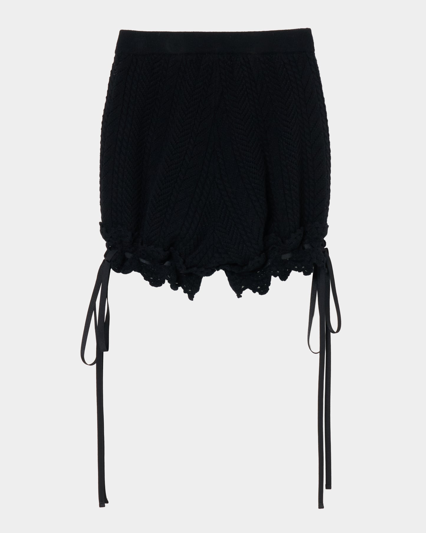 lace crochet knit ribbon short pants Black【Delivery in August 2026】