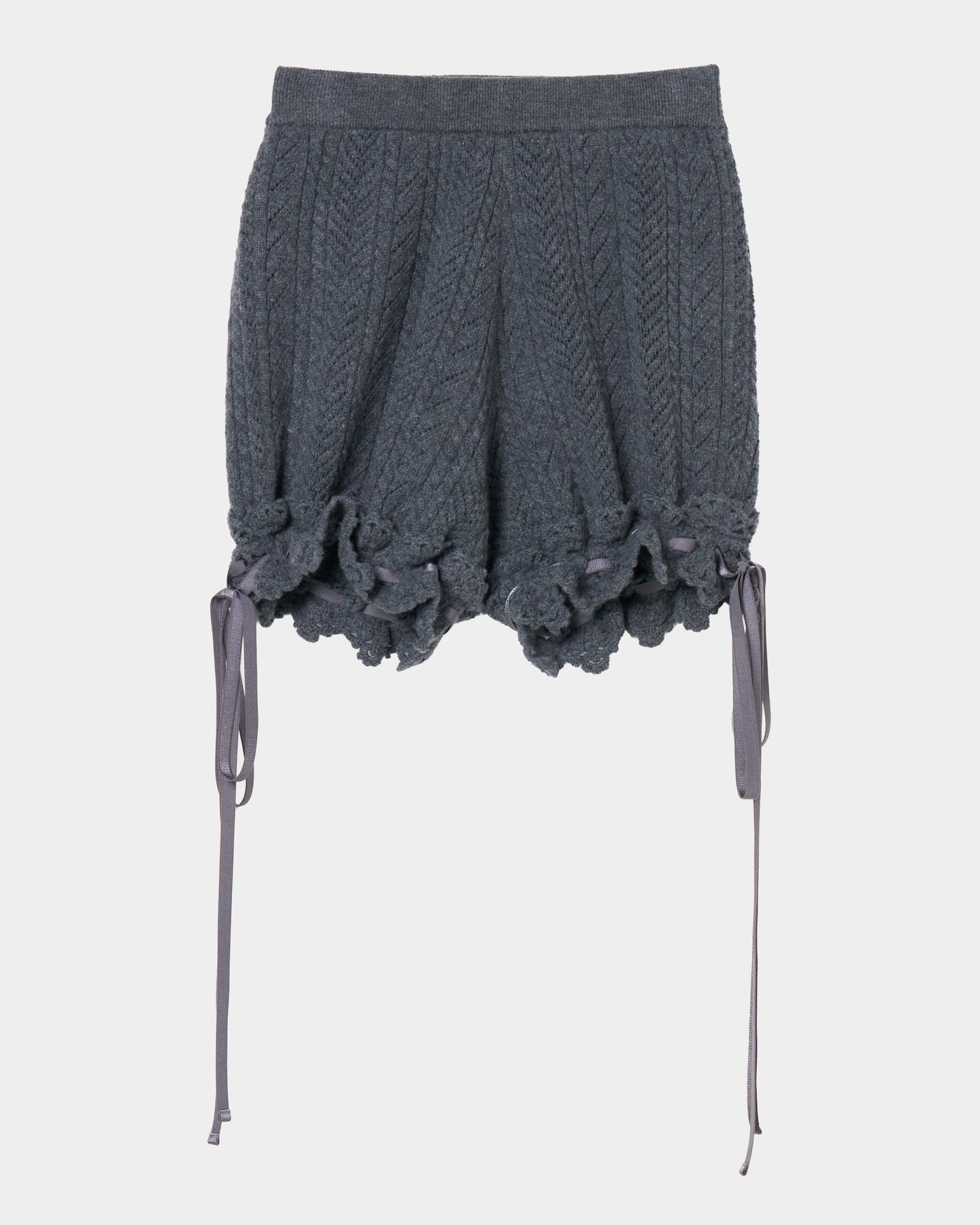 lace crochet knit ribbon short pants Gray【Delivery in August 2026】