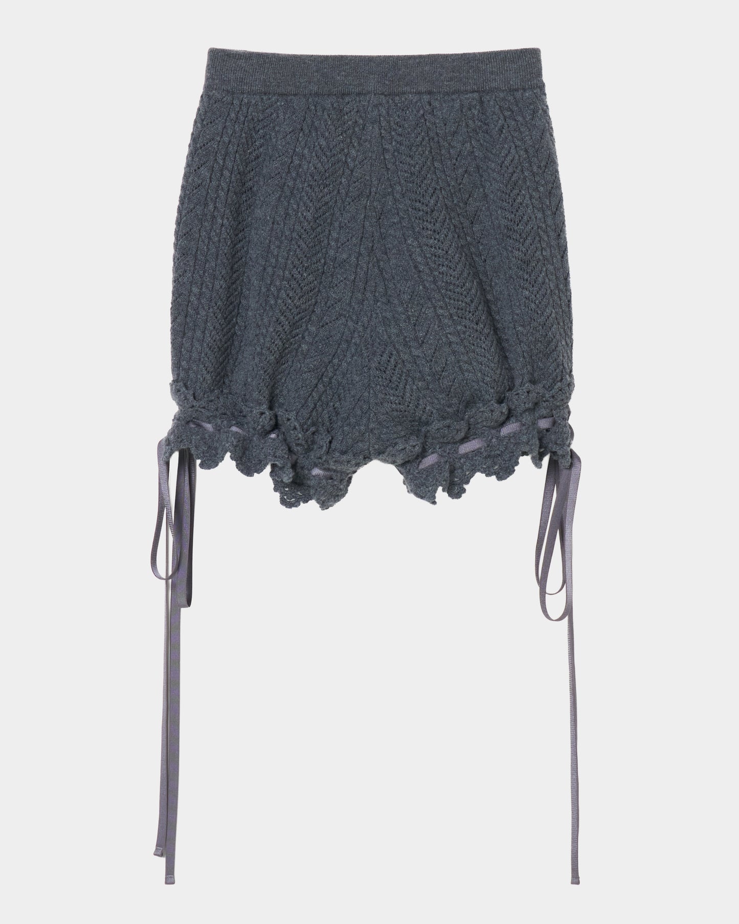 lace crochet knit ribbon short pants Gray【Delivery in August 2026】
