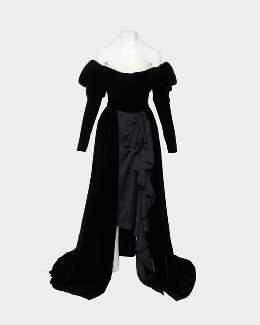power shoulder drape dress【Delivery in August 2026】
