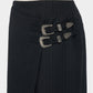 metal buckle stripe wool wrap skirt Black【Delivery in July 2026】