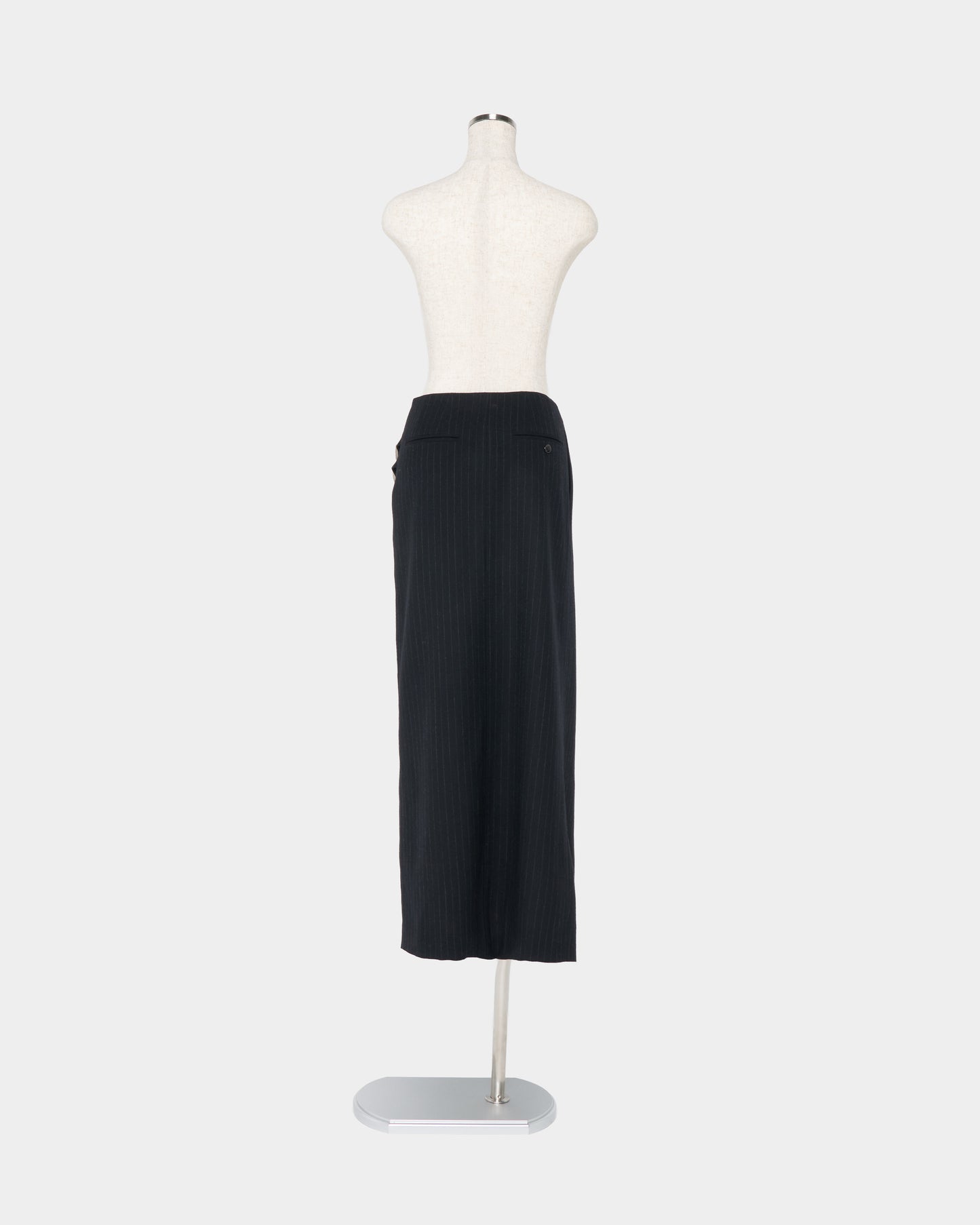 metal buckle stripe wool wrap skirt Black【Delivery in July 2026】