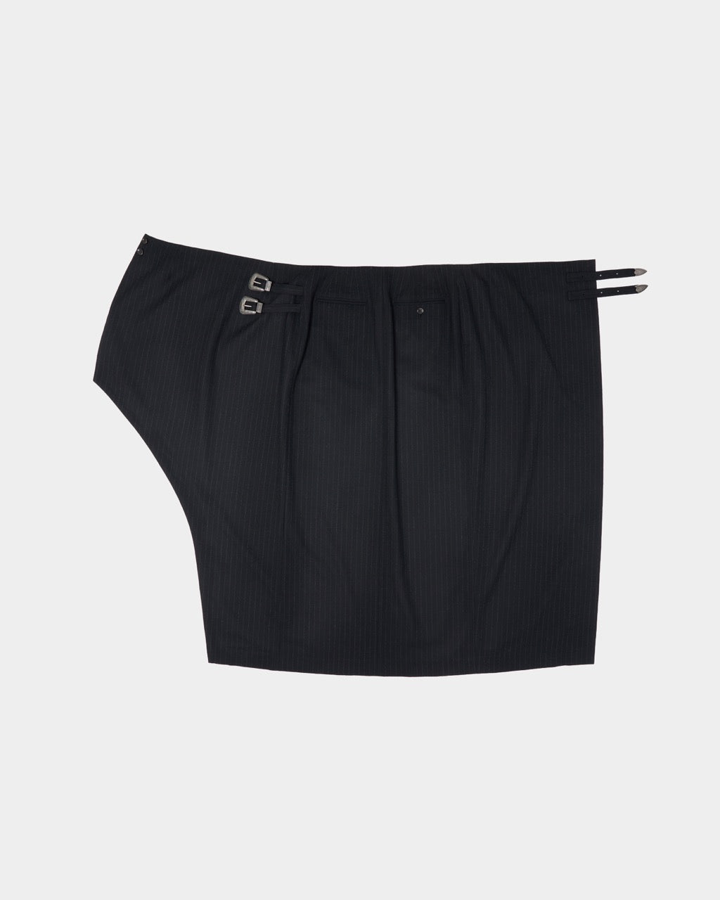 metal buckle stripe wool wrap skirt Black【Delivery in July 2026】