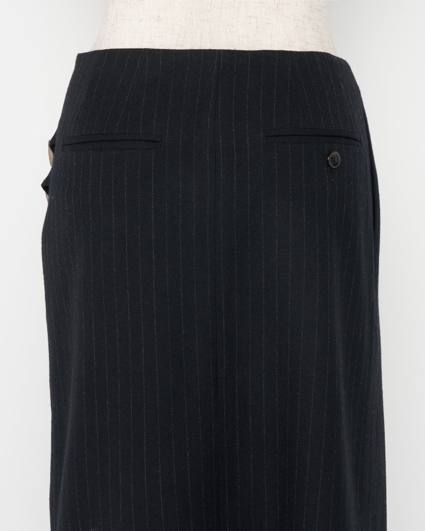 metal buckle stripe wool wrap skirt Black【Delivery in July 2026】